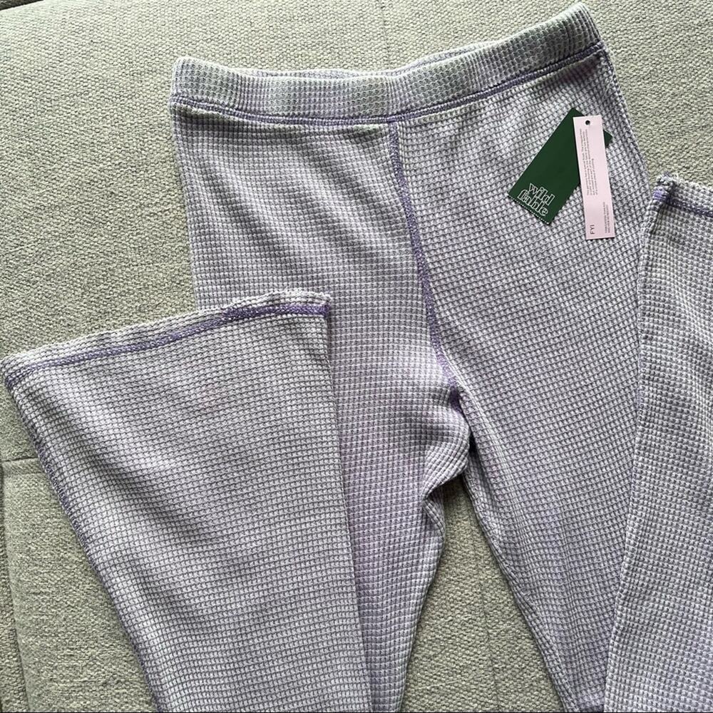 Wild Fable Waffle Knit Thermal Boho Flare Leg Pants Legging Purple Large - Picture 5 of 10
